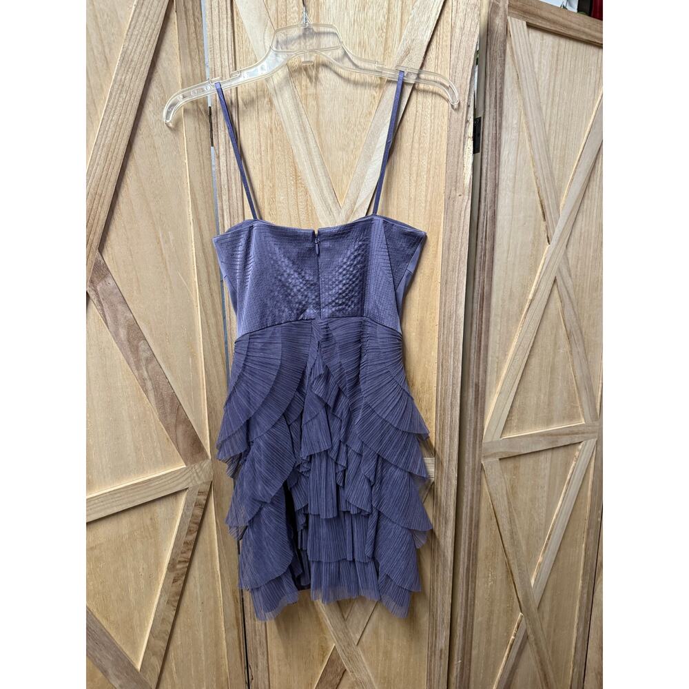 BCBGMAXAZRIA frosted plum purple strapless Sas ruffled tiered cocktail dress - Picture 6 of 9